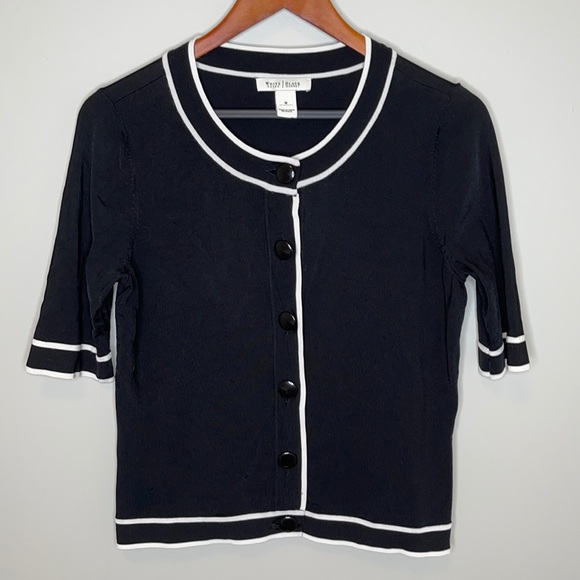 White House Black Market Tops - White House Black Market contrast trim button top